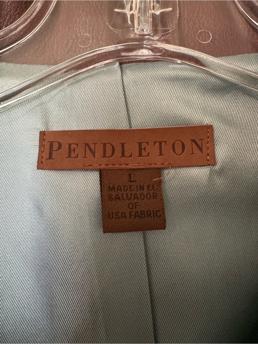 Pendleton Light Blue Jacket with Brown Leather Label - Picture 3 of 7